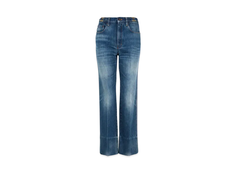 Chloe Straight Cropped Jeans In Denim "Moonlight Blue"