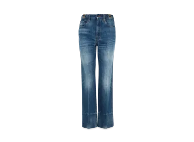 Chloe Straight Cropped Jeans In Denim "Moonlight Blue"