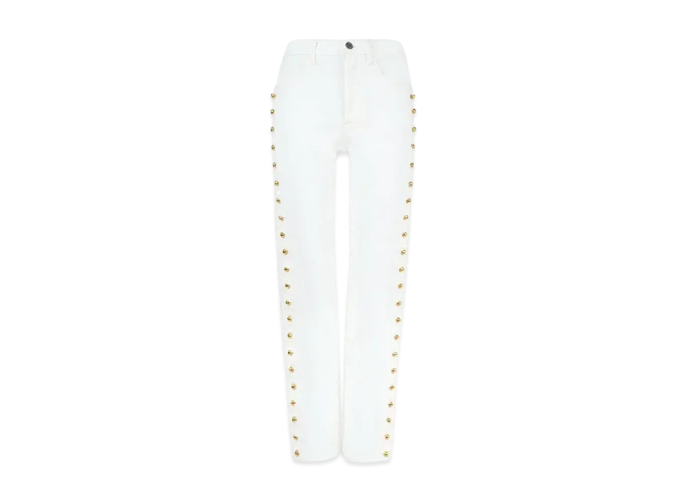 Chloe Cropped Slim Scallop Jeans In Denim "Eden White"