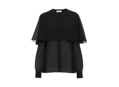 Chloe Cape Blouse In Silk Georgette "Black"