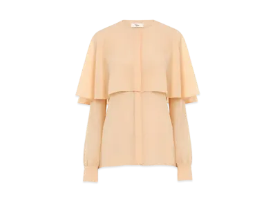 Chloe Cape blouse in silk georgette "Clay Pink"