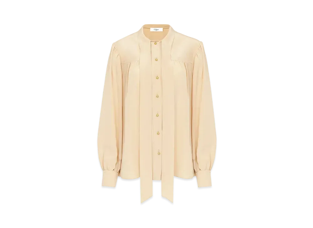 Chloe Lavalliere Blouse In Crepe De Chine "Cameo Rose"