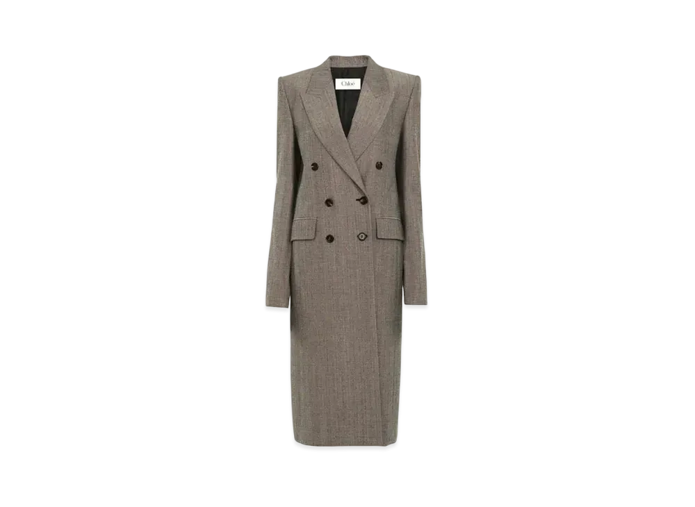 Chloe Tailored Coat In Wool And Cotton Tweed "Black/White"