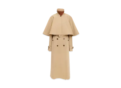 Chloe Classic Trench Coat In Cotton Gabardine With Cape "Worn Brown"