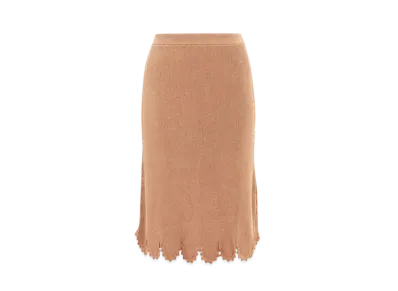 Chloe Fitted Scallop Skirt In Viscose-Blend Knit "Lovely Beige"