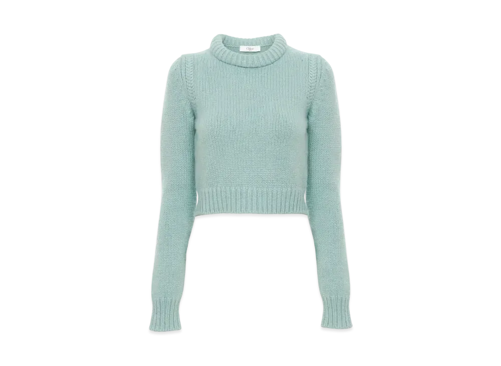 Chloe Cropped Sweater In Cashmere Blend "Aether Blue"