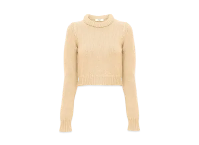 Chloe Cropped Sweater In Cashmere Blend "Ultimate Nude"