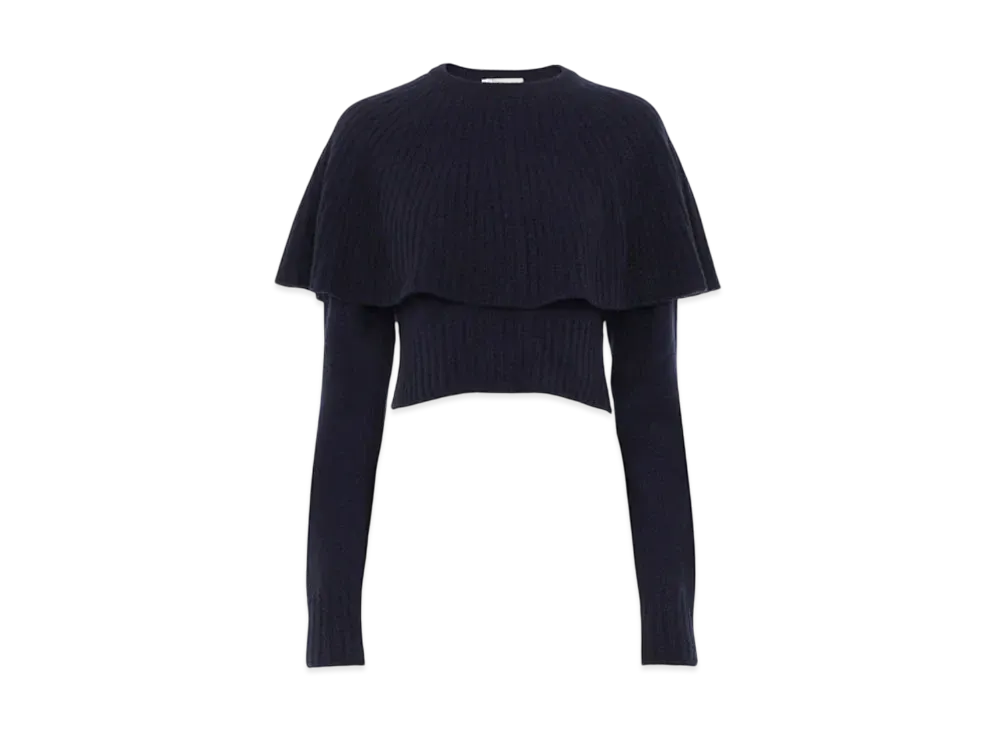 Chloe Cape Sweater In Wool And Cashmere "Classic Navy"