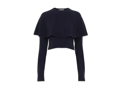 Chloe Cape Sweater In Wool And Cashmere "Classic Navy"