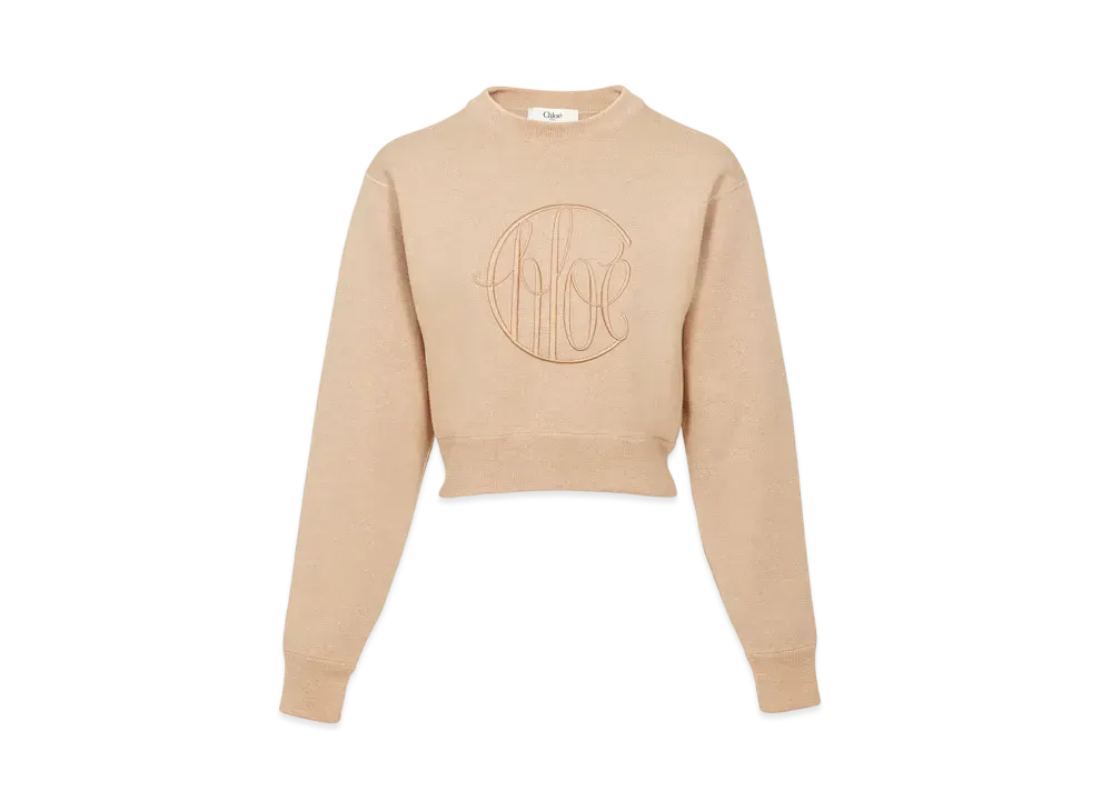 Chloe Knitted Logo Sweater In Wool "Sweet Beige"