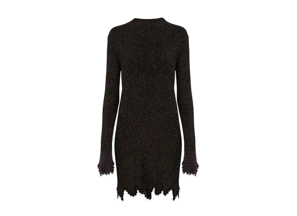 Chloe Fitted Scallop Dress In Viscose-Blend Knit "Black"