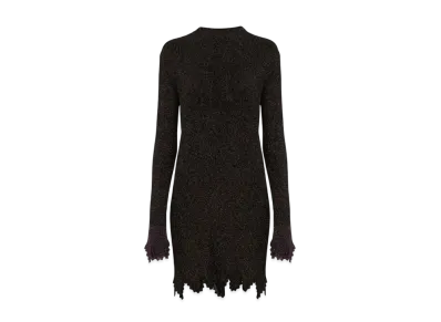 Chloe Fitted Scallop Dress In Viscose-Blend Knit "Black"