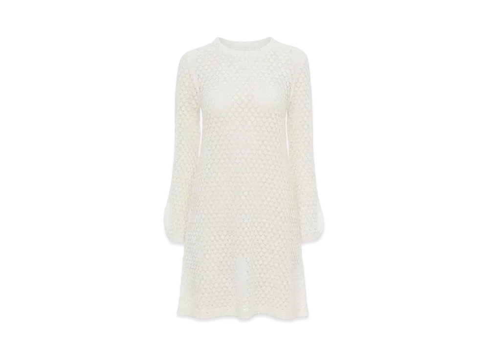 Chloe Mini Dress In Cotton Pointelle "Iconic Milk"