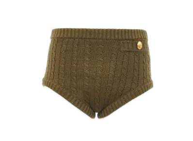 Chloe Cable-Knit Mini Shorts In Cotton "Olive Tree"