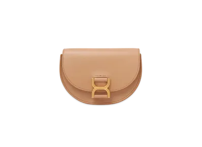 Chloe Mini Marcie Flap Bag In Leather "Light Tan"