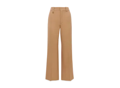 Chloe Cropped Tailored Pants In Wool Grain De Poudre "Coconut Brown"