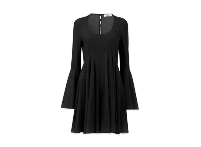 Chloe Flared Mini Dress In Silk Georgette "Black"