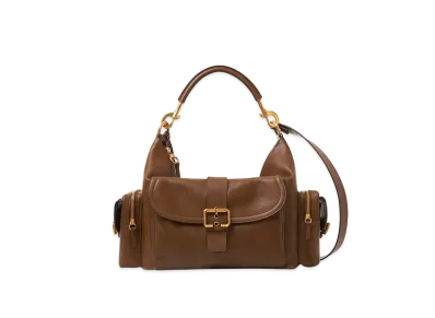 Chloe Large Camera bag in shiny leather "Dark Khaki"