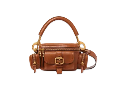 Chloe Small Camera Bag In Shiny Leather "Clay Brown"