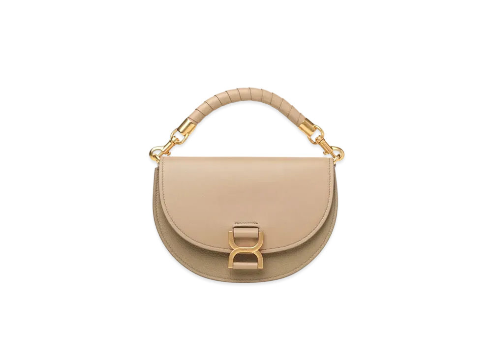 Chloe Marcie Chain Flap Bag In Grained Leather "Argil Brown"