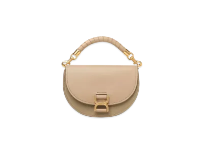 Chloe Marcie Chain Flap Bag In Grained Leather "Argil Brown"