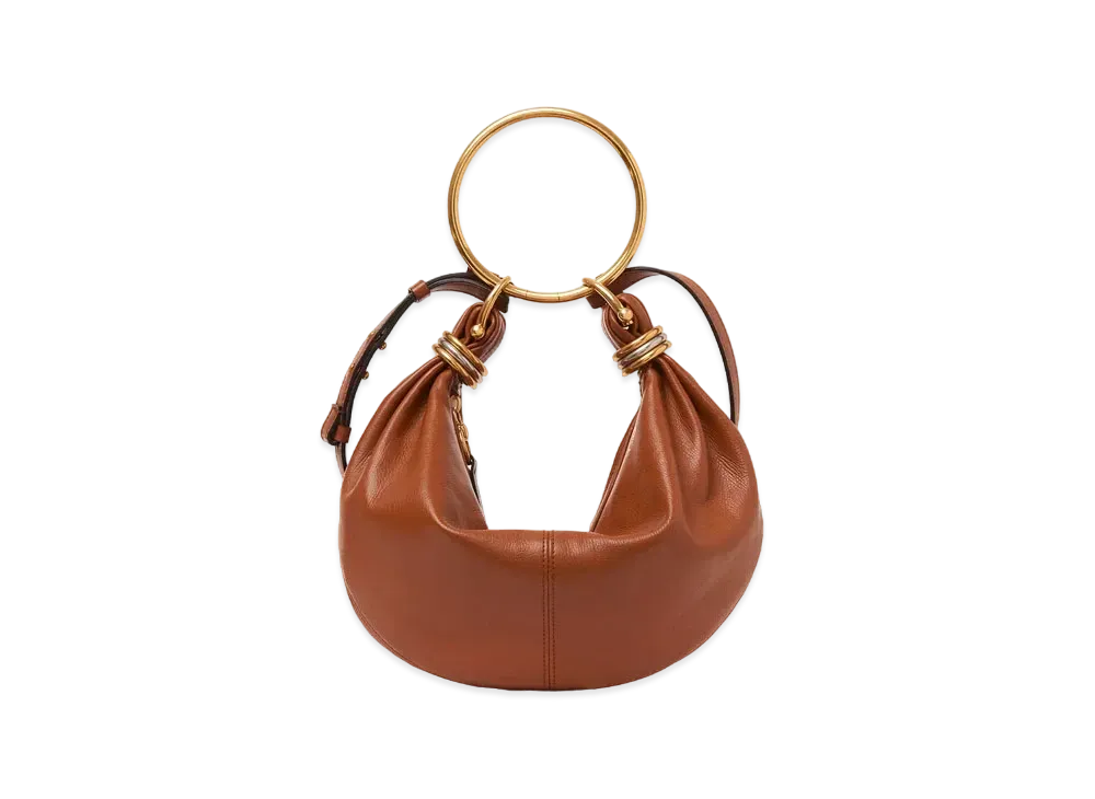 Chloe Small Bracelet Hobo Bag In Grained Leather "Clay Brown"