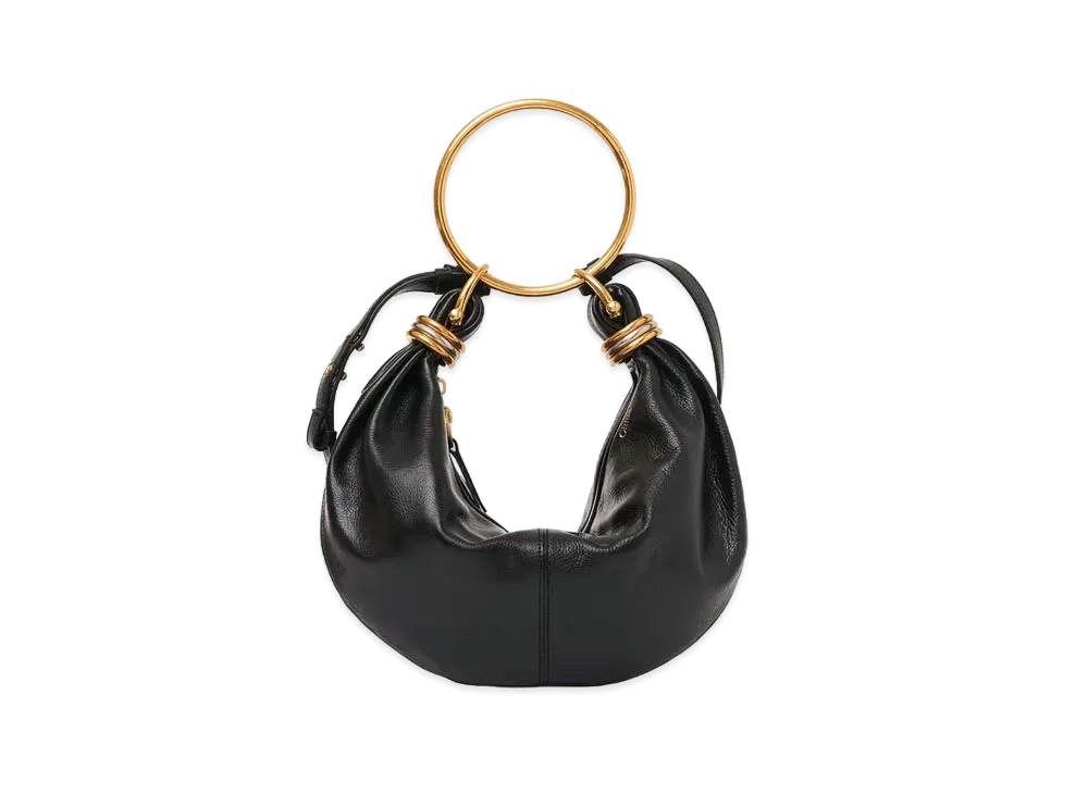 Chloe Small Bracelet Hobo Bag In Grained Leather "Black"