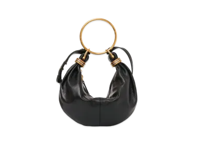 Chloe Small Bracelet Hobo Bag In Grained Leather "Black"