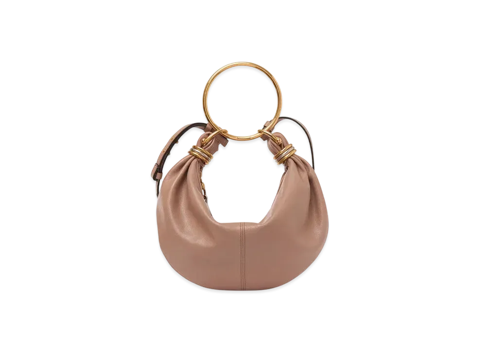 Chloe Small Bracelet Hobo Bag In Grained Leather "Woodrose"