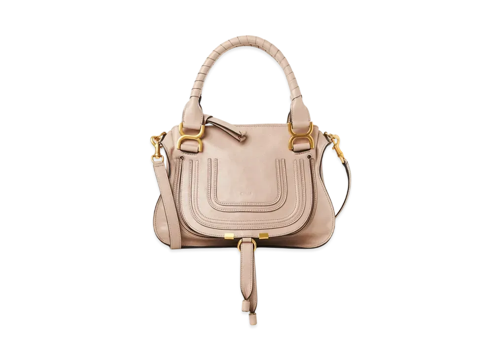 Chloe Small Marcie Bag In Shiny Leather "Deep Beige"