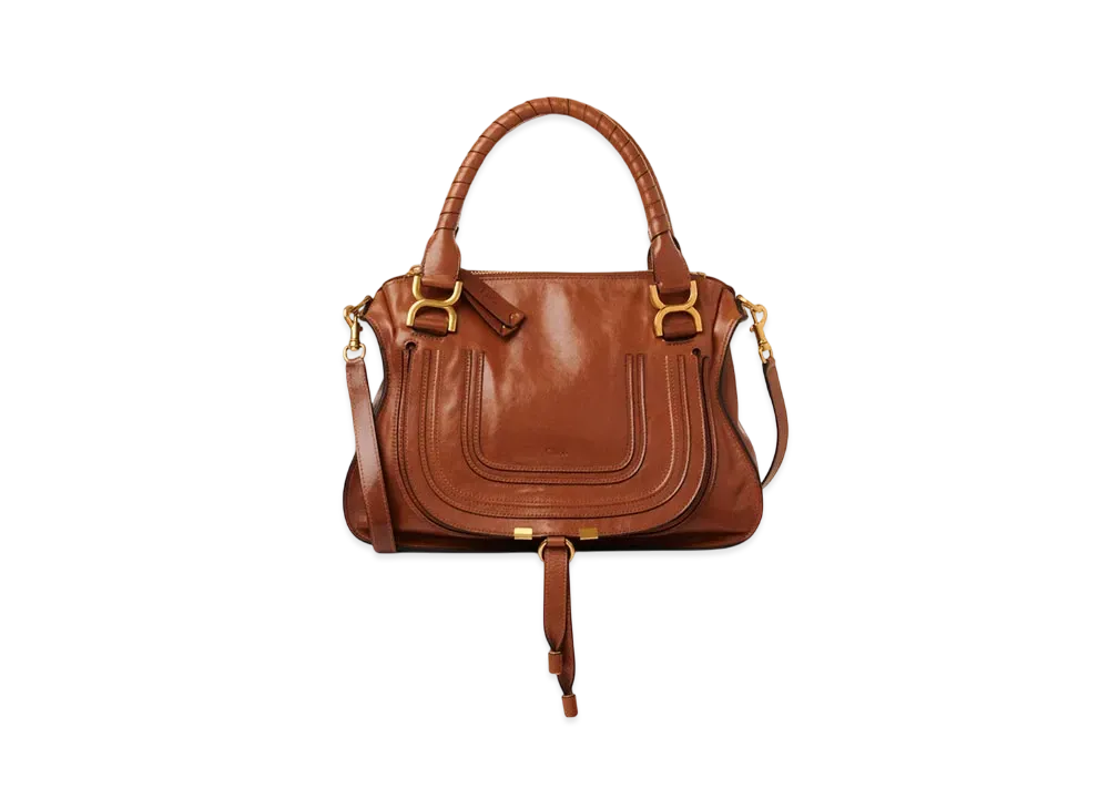 Chloe Marcie Bag In Shiny Leather "Clay Brown"