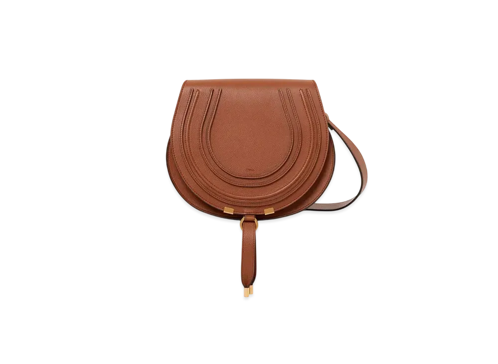 Chloe Marcie Saddle Bag In Grained Leather "Tan"