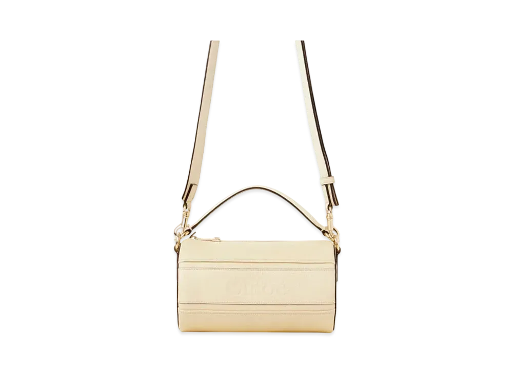 Chloe Woody Tube Shoulder Bag In Grained Leather "Sweet Beige"