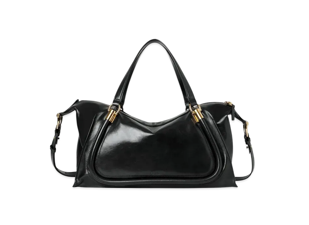 Chloe Paraty 24 Bag In Shiny Leather "Black"