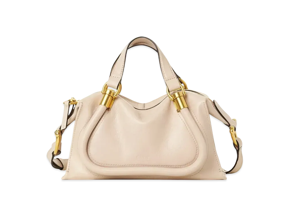 Chloe Small Paraty 24 Bag In Shiny Leather "Sweet Beige"