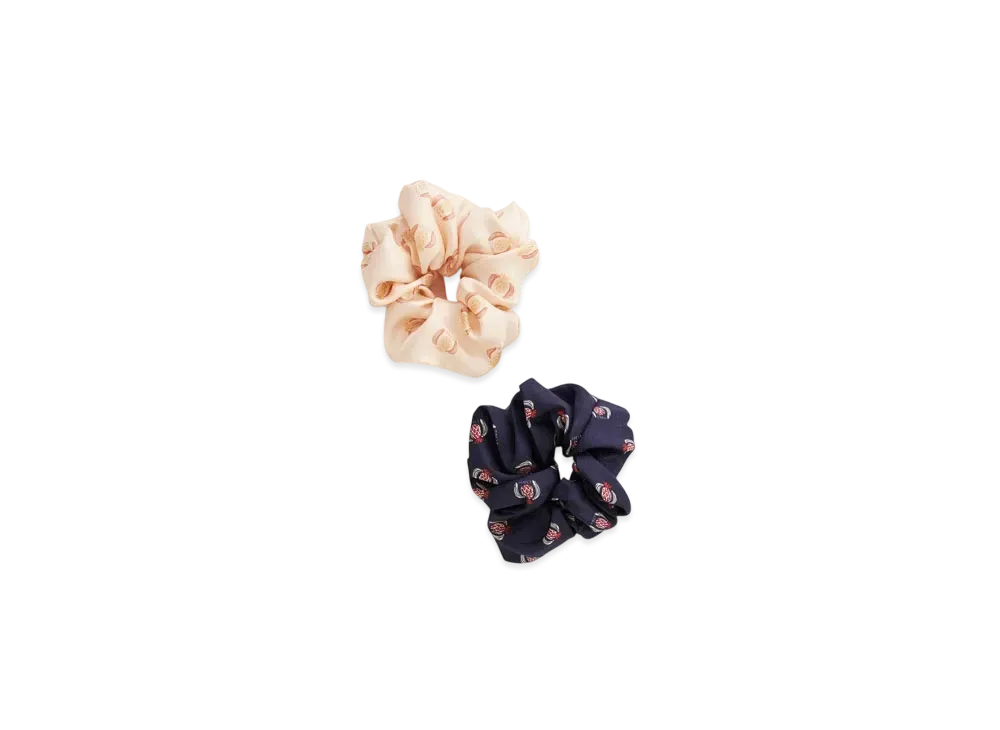 Chloe The Chloe Bananas Scrunchies In Silk "Blue/Beige"