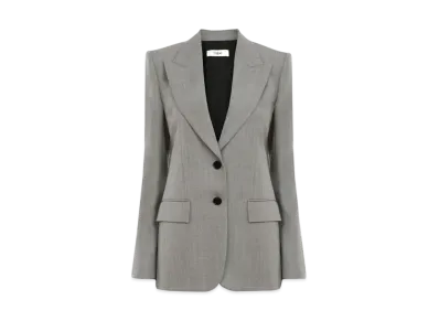 Chloe Tailored Jacket In Wool Grain De Poudre "Swan Grey"