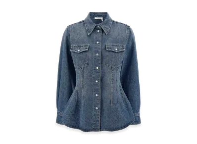 Chloe Women's Denim Shirt Snap Pockets "Blue"