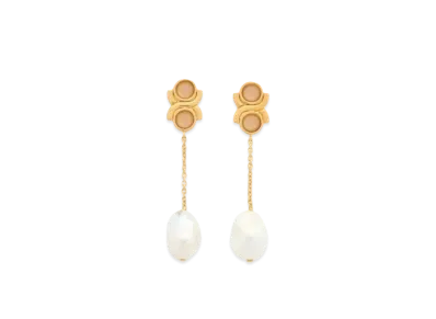 Chloe Marcie Earrings "Bright Gold/Cultured Freshwater Pearls/Rose Quartz"
