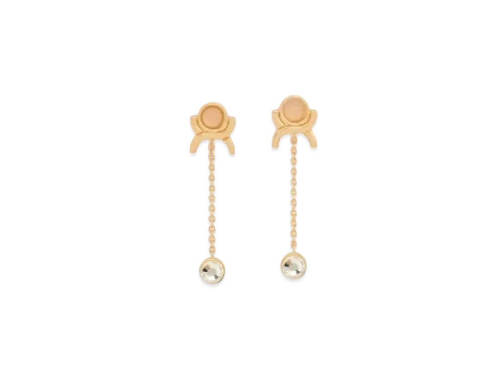 Chloe Marcie Earrings "Bright Gold/Crystal Glass/Rose Quartz"