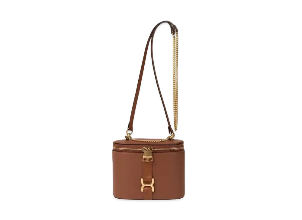 Chloe Marcie Mini Vanity On Chain Grained Calfskin "Tan"