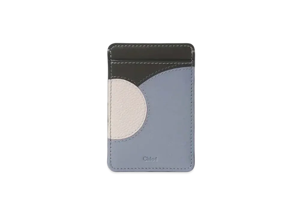 Chloe Moona Card Holder Grained&Shiny Calfskin "Blue/Grey"