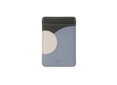 Chloe Moona Card Holder Grained&Shiny Calfskin "Blue/Grey"