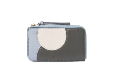 Chloe Moona Small Purse With Card Slots Grained&Shiny Calfskin "Blue/Grey"