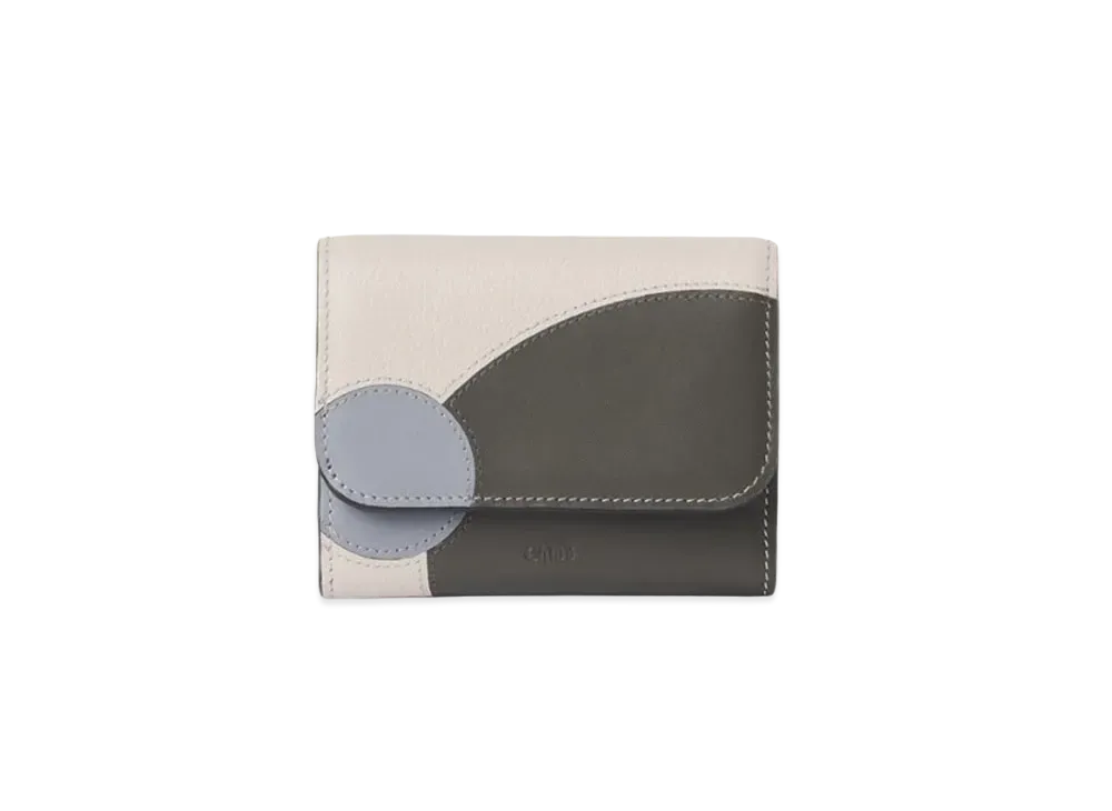 Chloe Moona Small Tri-Fold Grained&Shiny Calfskin "Blue/Grey"