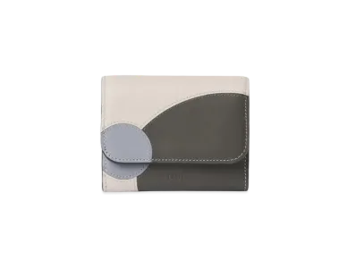 Chloe Moona Small Tri-Fold Grained&Shiny Calfskin "Blue/Grey"