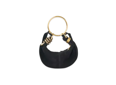 Chloe Small Bracelet Hobo Bag In Suede Leather "Black"