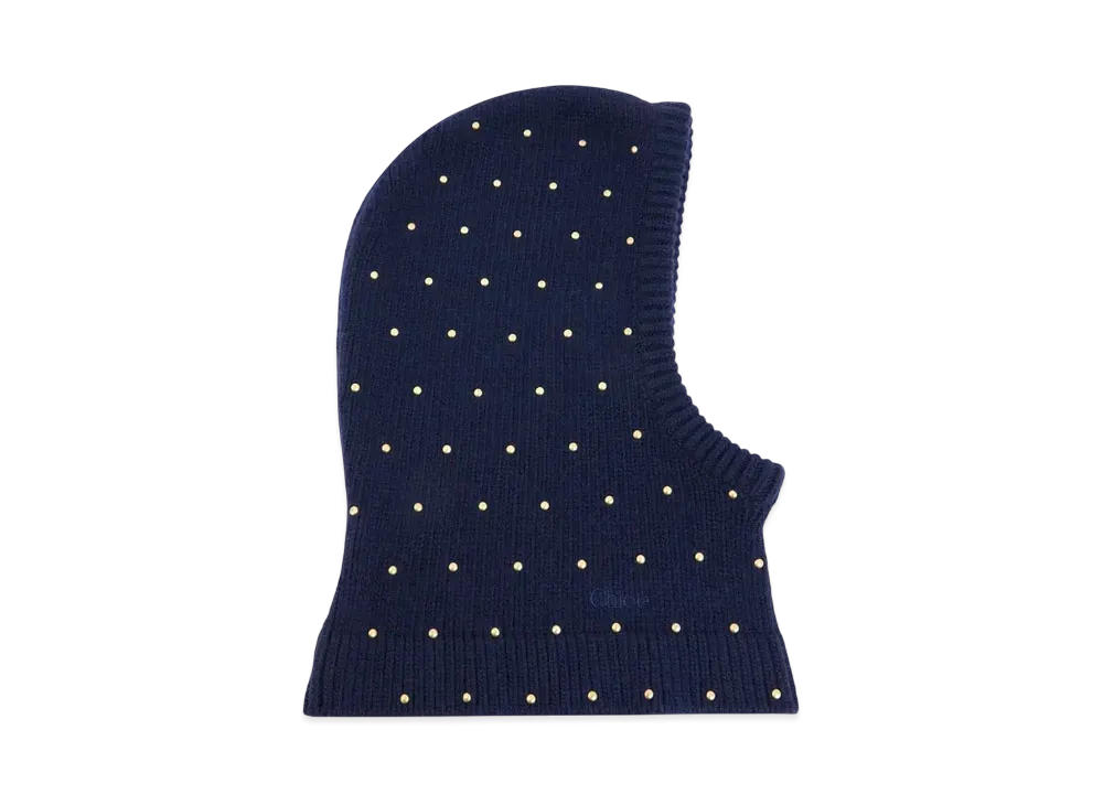 Chloe The Chloe Cabochon Knit Balaclava In Wool and Cashmere "Classic Navy"
