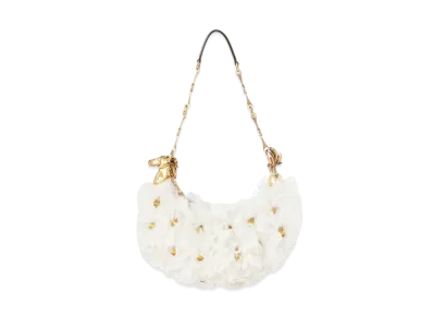 Chloe Chain Horse Shoulder Bag In Shearling "White"