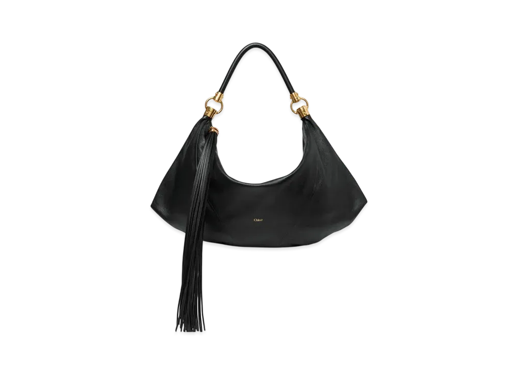 Chloe Foulard Shoulder Bag In Grained Leather "Black"